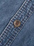 Faded Effect Classic Collar Chest Pocket Front Button Fastening Denim Shirt