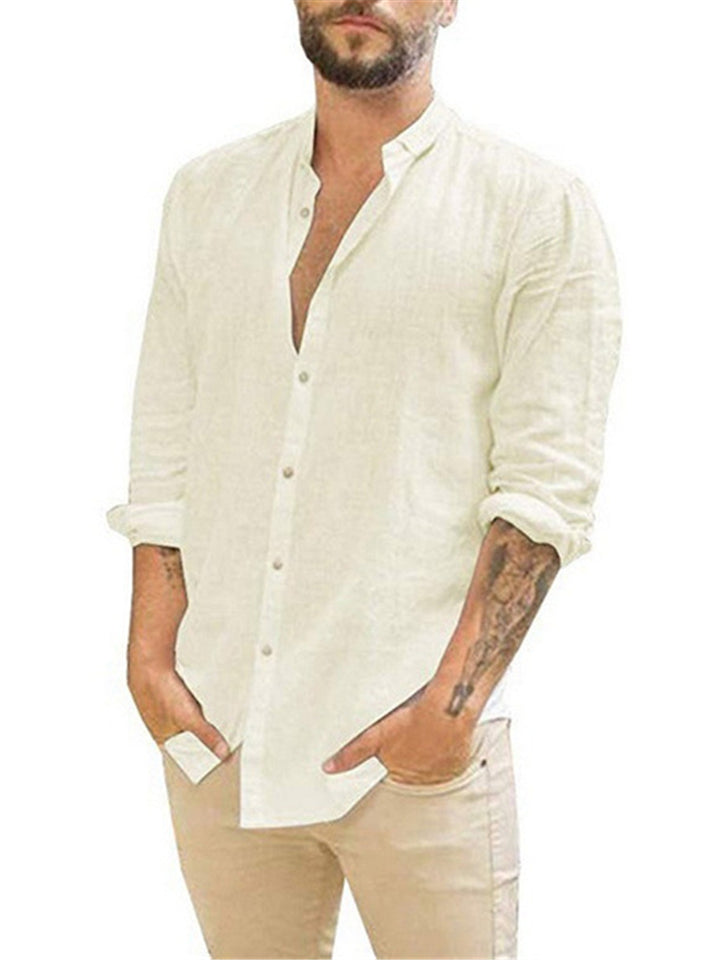 Summer Turn-down Collar Solid Color Thin Shirts
