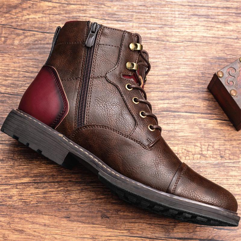 Fashion Casual Non-Slip Patchwork PU Boots For Men