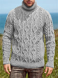 Men's Warm Cable Knit Turtleneck Pullover Sweater