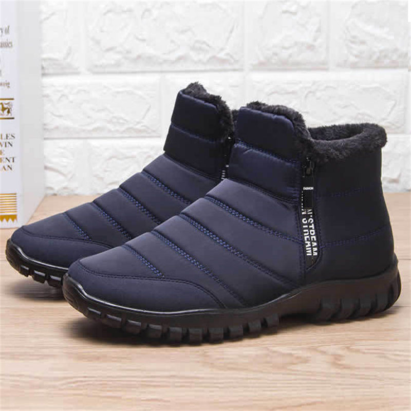 Winter Warm Side Zippers Soft Flat Walking Shoes for Men