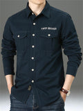 Men's Decent Casual Loose Long-Sleeved Solid Color Cotton Shirt