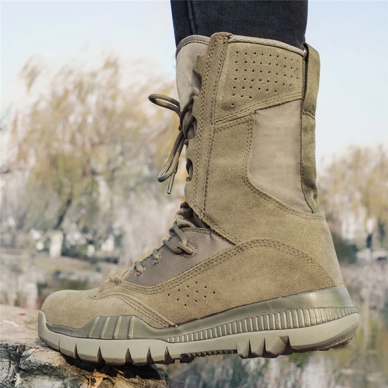New Men's Casual Outdoor Army Boots Breathable Sage Green Non-Slip Boots
