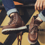 Stylish Casual Lace Up Men's Moc Toe Boots