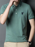 Classic Shirt Collar Soild Color Polo Shirt For Men