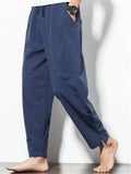Men's Solid Color Flax Breathable Casual Harem Pants