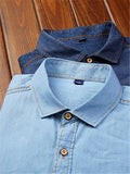 Men's Casual Classic Denim Cotton Long Sleeve Thin Shirts