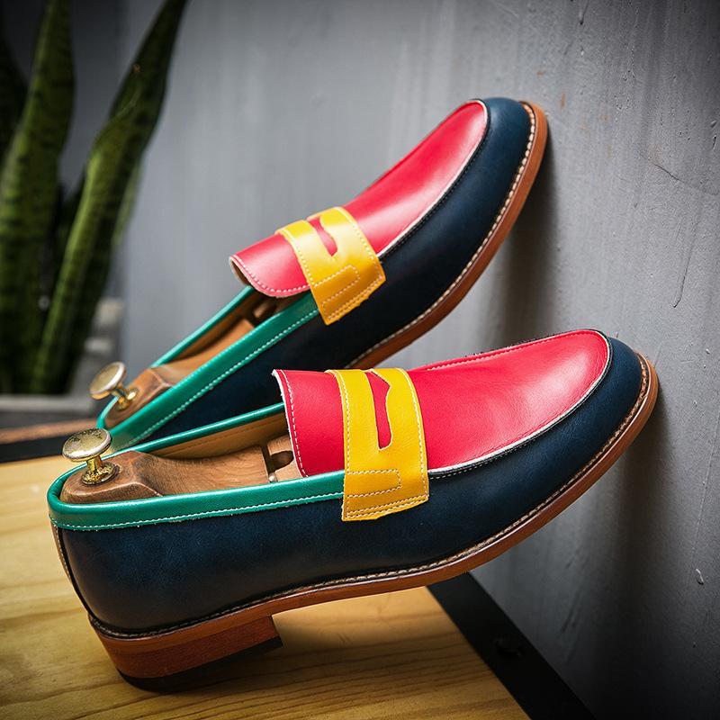 Fashion Contrast Color Design Casual Personality Dress Shoes