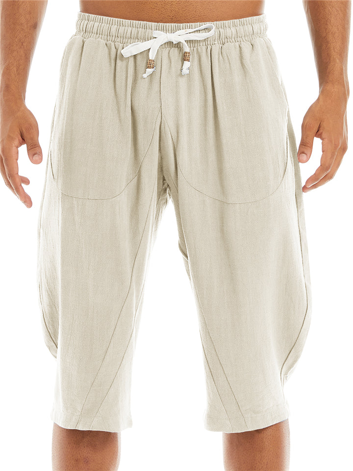 Casual Loose Men's Cotton Linen 3/4 Pants