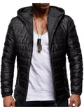 Men's Casual Solid Color Hooded Collar Zipper Warm Coats