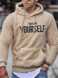 Men's Letter Embroidery  Drawstring Pullover Hoodie