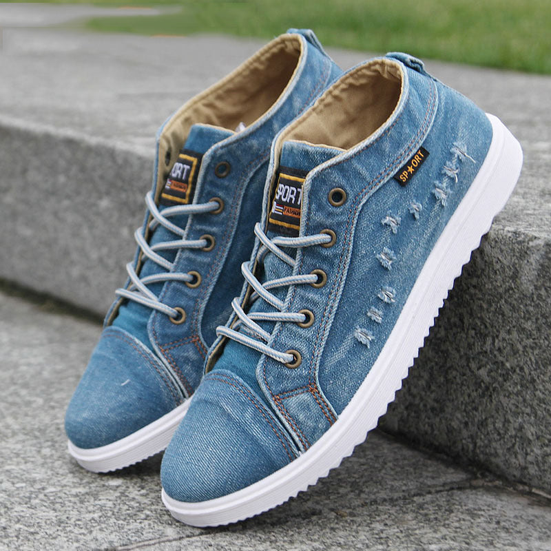 Men's Casual Denim Lightweight Breathable Canvas High Top Shoes