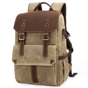 Retro Style Canvas Large Capacity Shock-resistant Travel Waterproof Camera Backpack