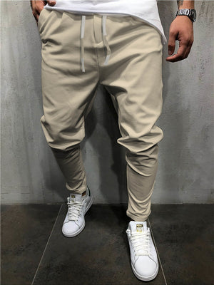 Men's Casual Drawstring Elastic Waist Joggers Cotton Linen Pants Trousers