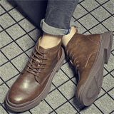 Men's Fashion Waterproof Mid Heels Genuine Leather Shoes