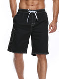 Loose Quick Dry Stitching Drawstring Elastic Waist Beach Shorts