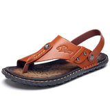Summer Men Two Way Wear Clip-Toe Leather Sandals & Slippers