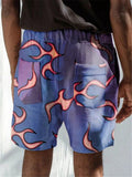 Mens Beach Vertical Print Summer Casual Shorts
