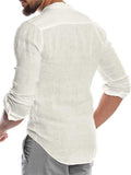 Loose Plain Stand Collar Open Front Long Sleeve Shirts