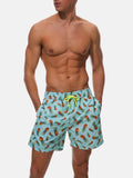 Mens Loose Straight Print Summer Beach Shorts