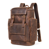Mens Large Capacity Retro Leather Travelling School Durable Backpack