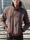 Men's Casual Buttons Deco Hoodie