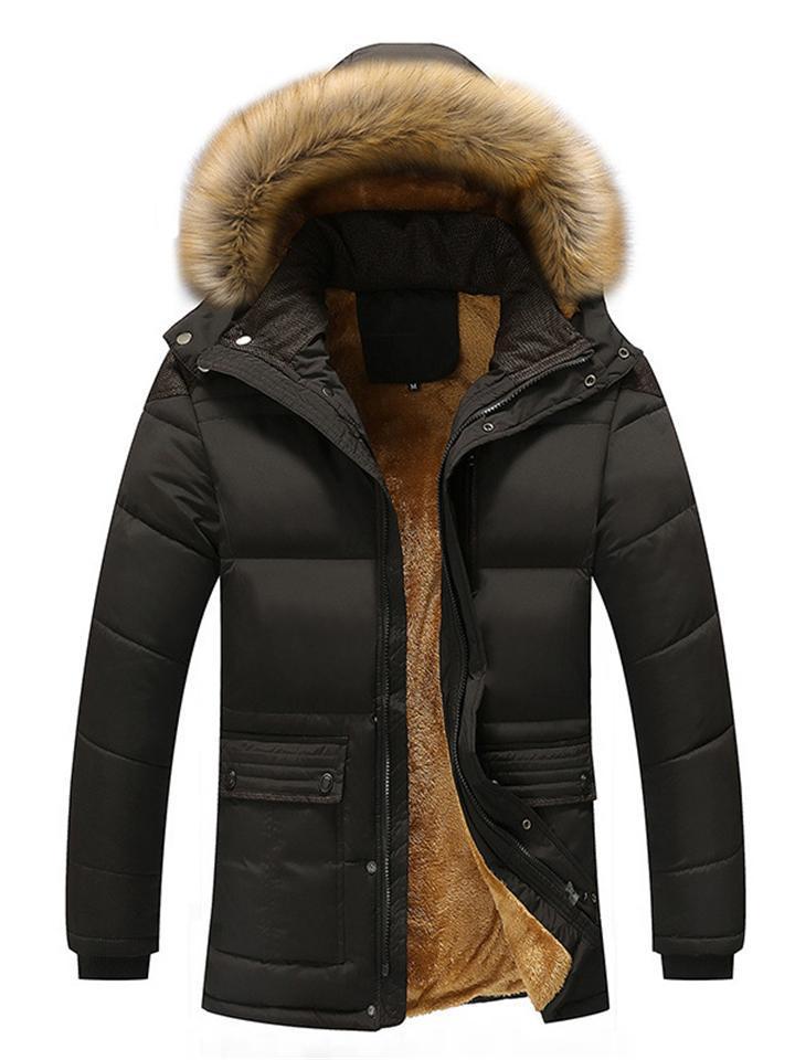 Ultra Thermal Fur Lined Hooded Padded Coat Parka For Men