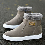 Youth Round Toe Flat Warm Plush Winter Boots for Fashion Men