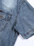 Faded Effect Classic Collar Chest Pocket Front Button Fastening Denim Shirt