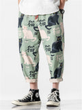 Cats Printed Casual Cropped Pants
