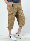 Mens Casual Outdoor Workout Cropped Cargo Pants With Pockets