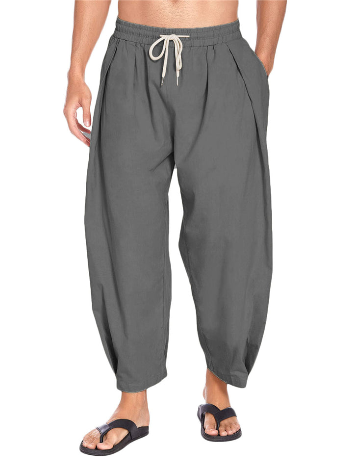 Casual Drawstring Linen Pants With Pockets