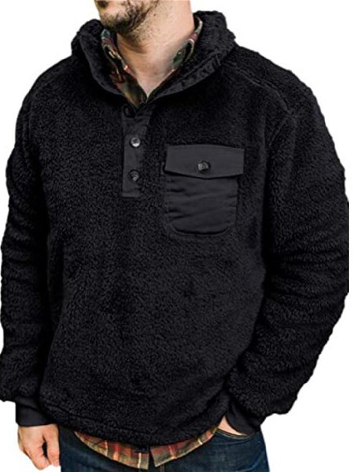 Winter Daily Wear Casual Plush Pullover Thermal Hoodies For Men