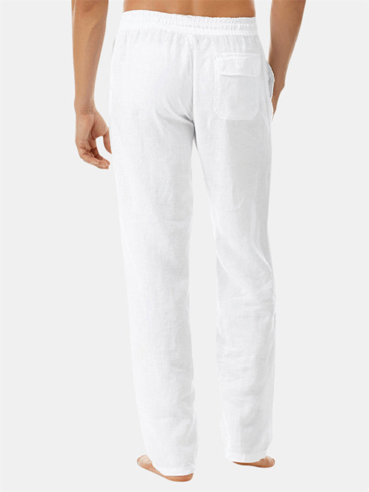 Men's Summer Super Soft Drawstring Cotton Linen Wide Leg Pants
