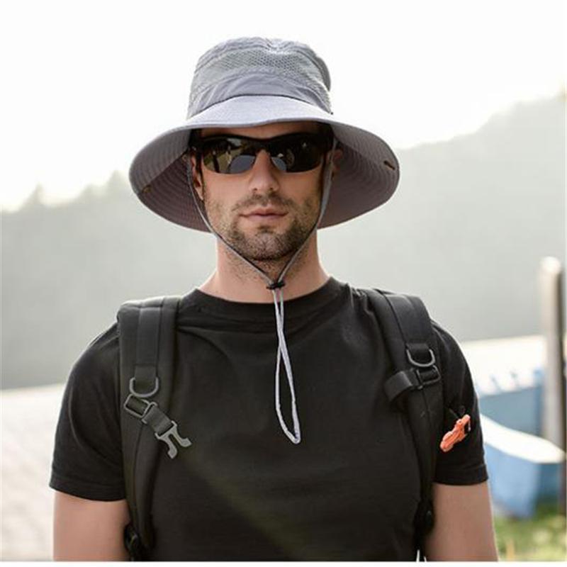 Men’s Breathable Sun Protection Mesh Sunhat with Drawstring
