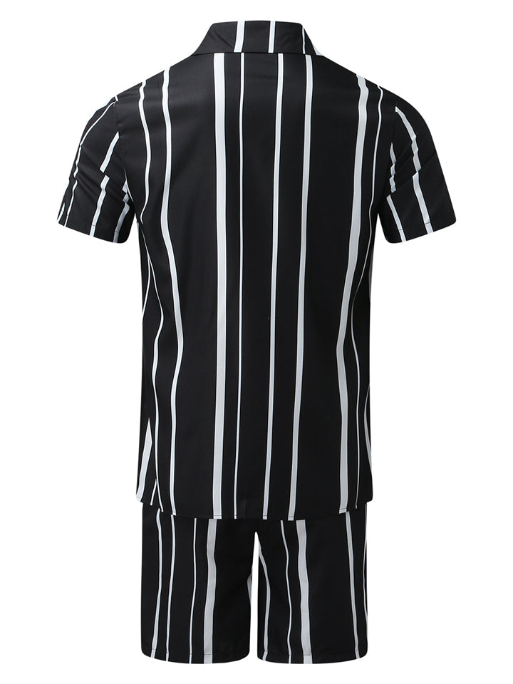 Stripe Short Sleeve Shirts 2 Pieces Sets