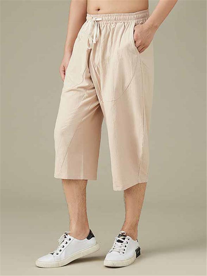 Men's Comfy Loose Cotton&Linen Cropped Pants