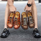 Mens Casual Breathable Stitching Hook Loop Sandals
