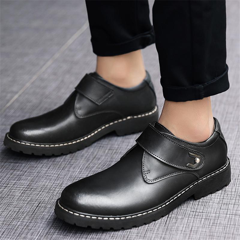Mens Fashion Comfort Wearable Soft Cowhide Round Toe Casual Shoes