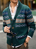 Men's Appealing Lapel Single Breasted Jacquard Knit Sweater Tops