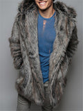 Men's Winter Casual Trendy Solid Color Thermal Imitation Fur Coat