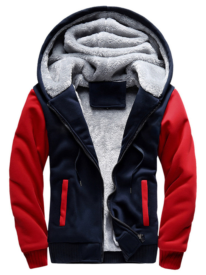 Sports Casual Contrasting Color Sweatshirt Zipper Hooded Coats