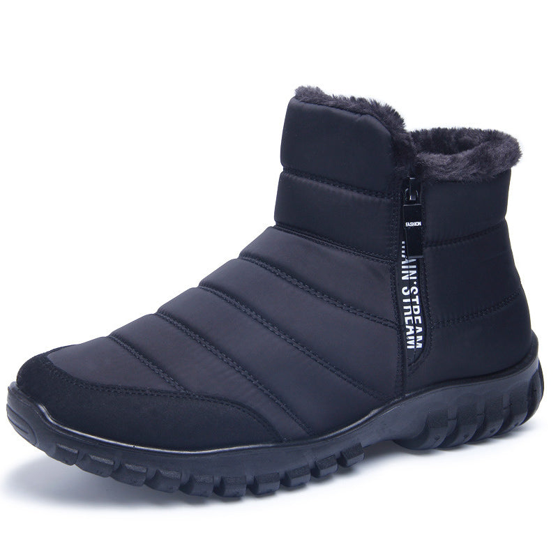 Fashion Winter Plush Warm Side Zipper PU Boots For Men