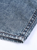 Faded Effect Classic Collar Chest Pocket Front Button Fastening Denim Shirt