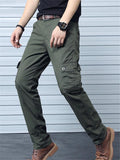 Mens Loose Straight Casual Long Cago Pants With SIde Pockets