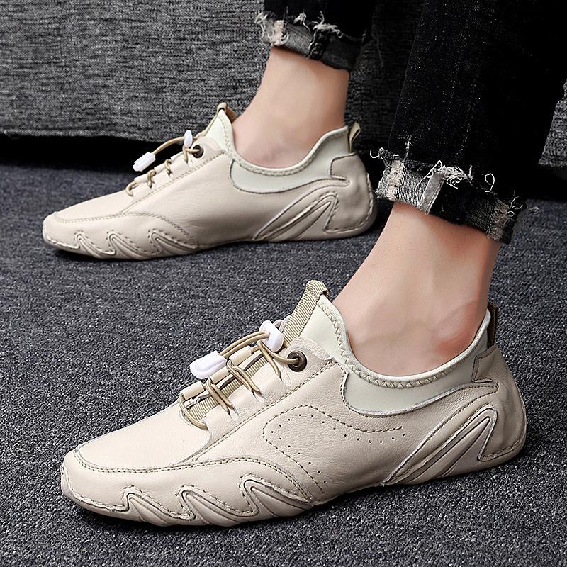 Breathable Fashion Stitching Lace Up Leather Ankle Shoes